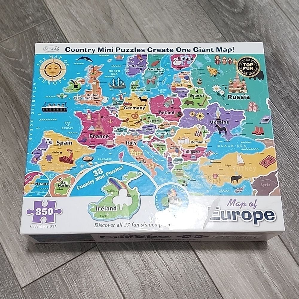 Re-marks Map of Europe Deluxe Jigsaw Puzzle with Whimsy Pieces - All Ages